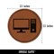 Desktop Computer Icon Round Iron-On Engraved Faux Leather Patch Applique - 2.5"